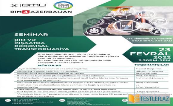 BMU-da “BIM və inşaatda rəqəmsal transformasiya” mövzusunda seminar keçiriləcək - 1 BMU-da “BIM və inşaatda rəqəmsal transformasiya” mövzusunda seminar keçiriləcək - 1