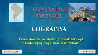 Cənubi Amerikanın relyefi üçün xarakterik deyil : Qərbi dağlıq, şərq hissəsi isə düzənlikdir