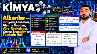 Alkanlar — Kimyəvi Xassələri, Alınma Üsulları, Vürs Reaksiyası, Yanma, İzomerlər və Testlərin Həlli