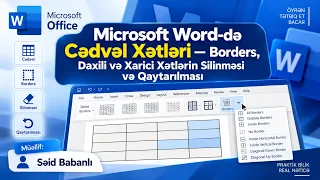 Microsoft Word-də Cədvəl Xətləri — Borders, Daxili və Xarici Xətlərin Silinməsi və Qaytarılması |