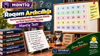 Məntiq testləri - 3. Qanunauyğunluğu müəyyən edin və "?" əvəzinə...: Günəş kursları